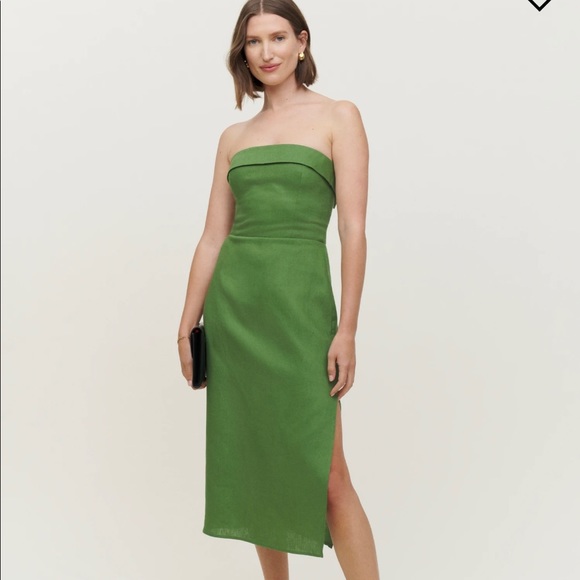 Reformation Dresses & Skirts - Reformation Marcella Linen Midi Dress in Palm Green